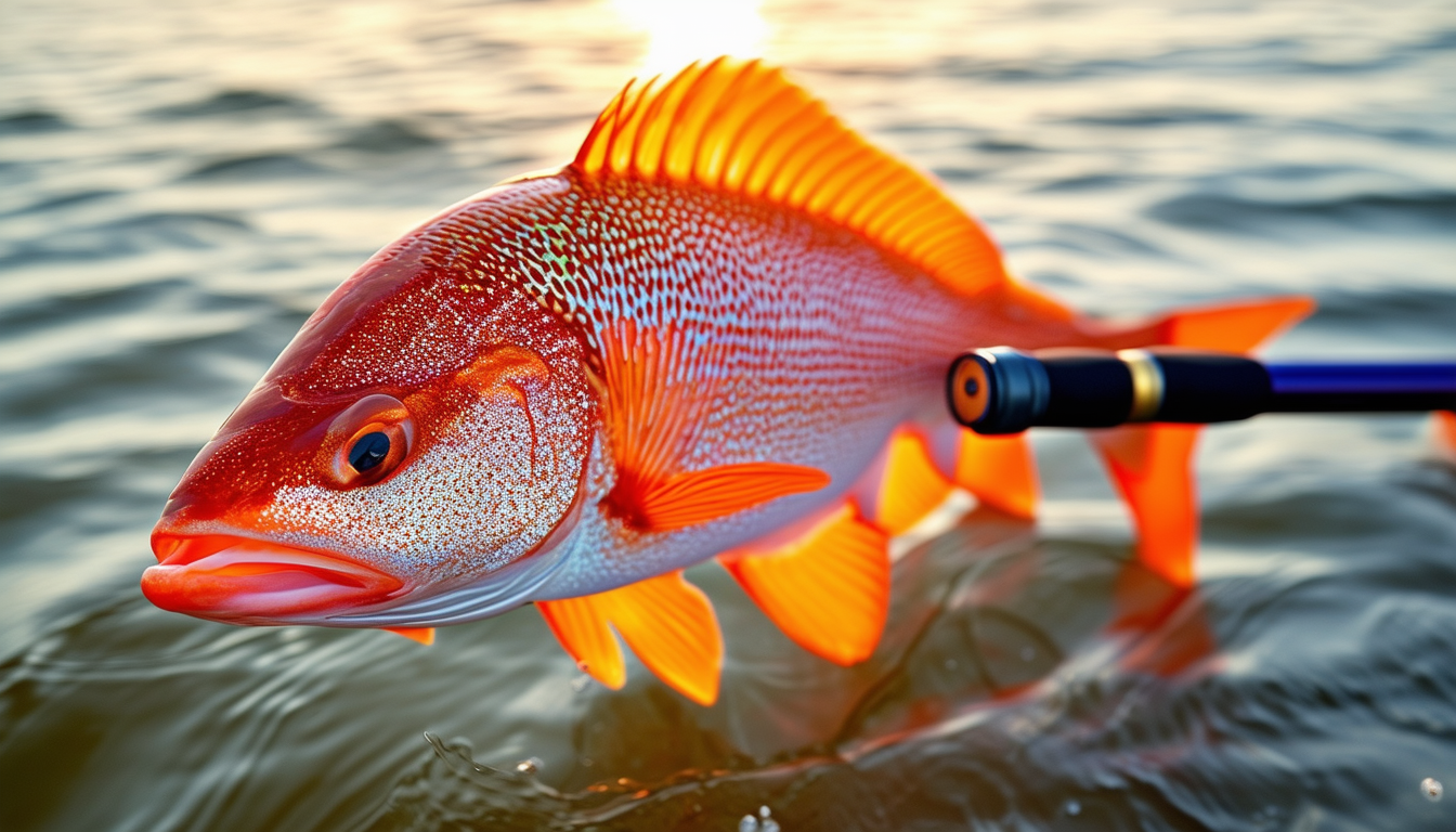 A vibrant redfish caught on a fly rod, showcasing